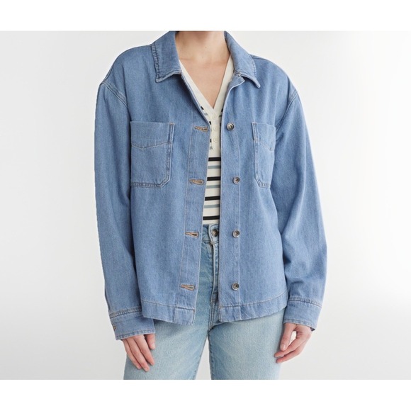 NEW Sanctuary Napa Chambray Shacket Utility Cargo Jacket Denim Look Womens Large - Picture 1 of 7